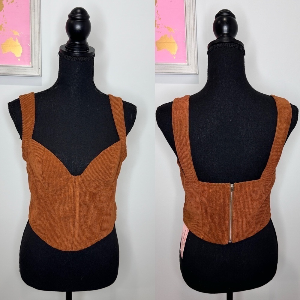 Shein MOD Brown Built-in-bra Crop Top (Sz 6)